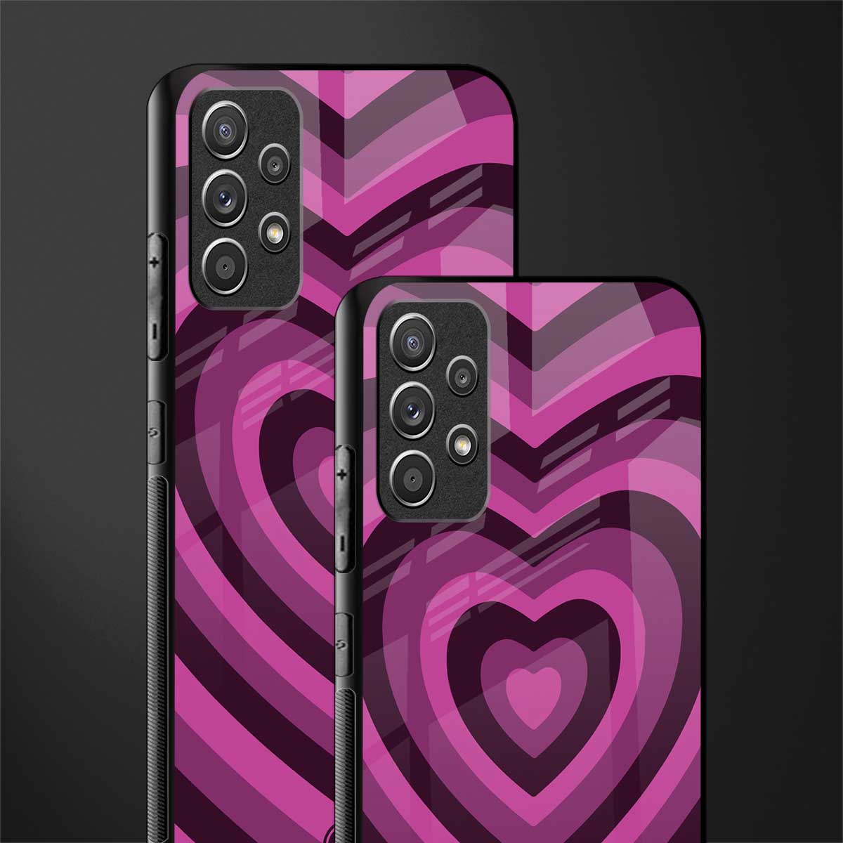 y2k burgundy hearts aesthetic glass case for samsung galaxy a72 image-2