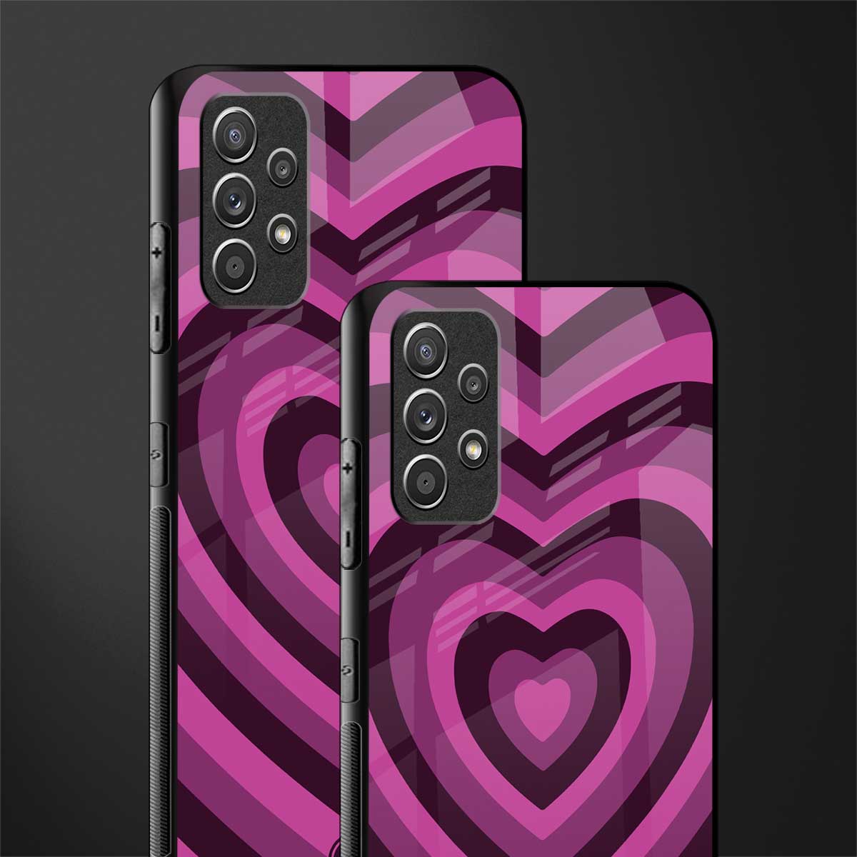 y2k burgundy hearts aesthetic glass case for samsung galaxy a32 4g image-2