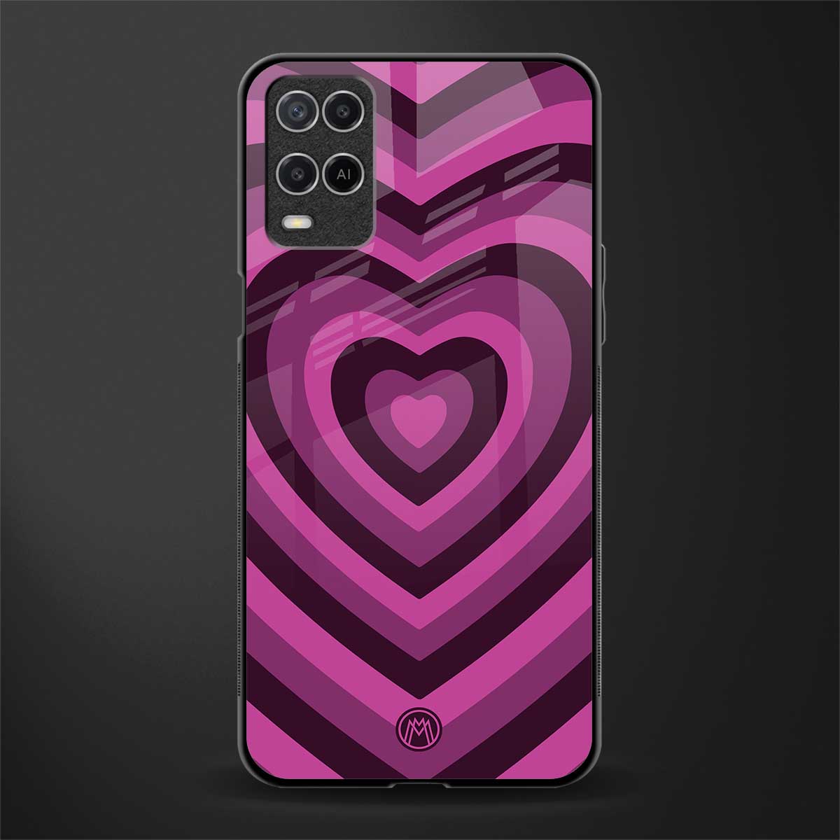 y2k burgundy hearts aesthetic glass case for oppo a54 image
