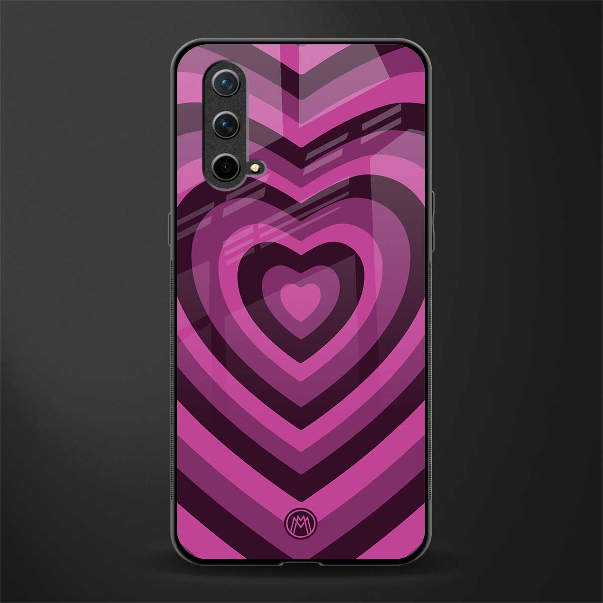 y2k burgundy hearts aesthetic glass case for oneplus nord ce 5g image
