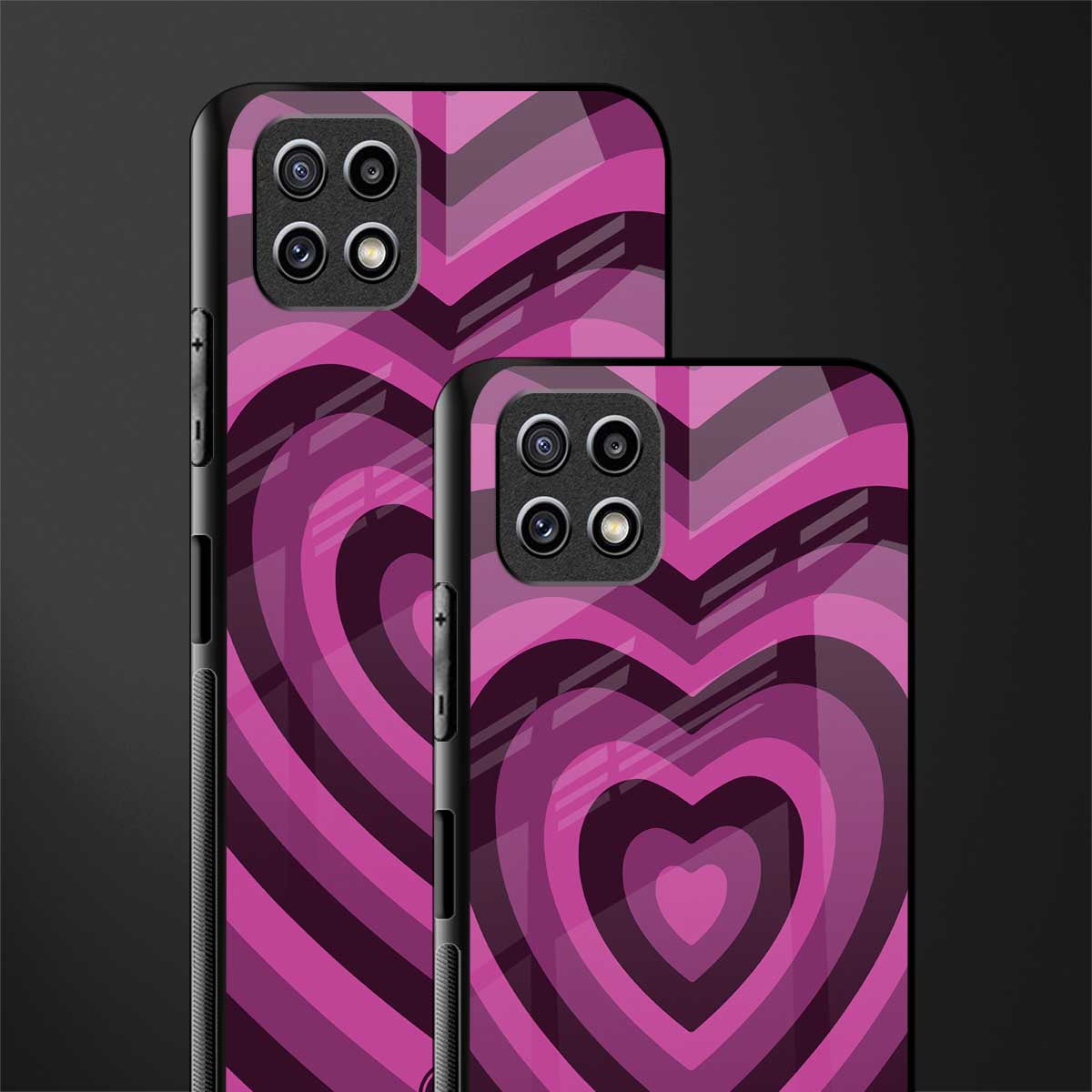 y2k burgundy hearts aesthetic glass case for samsung galaxy a22 5g image-2
