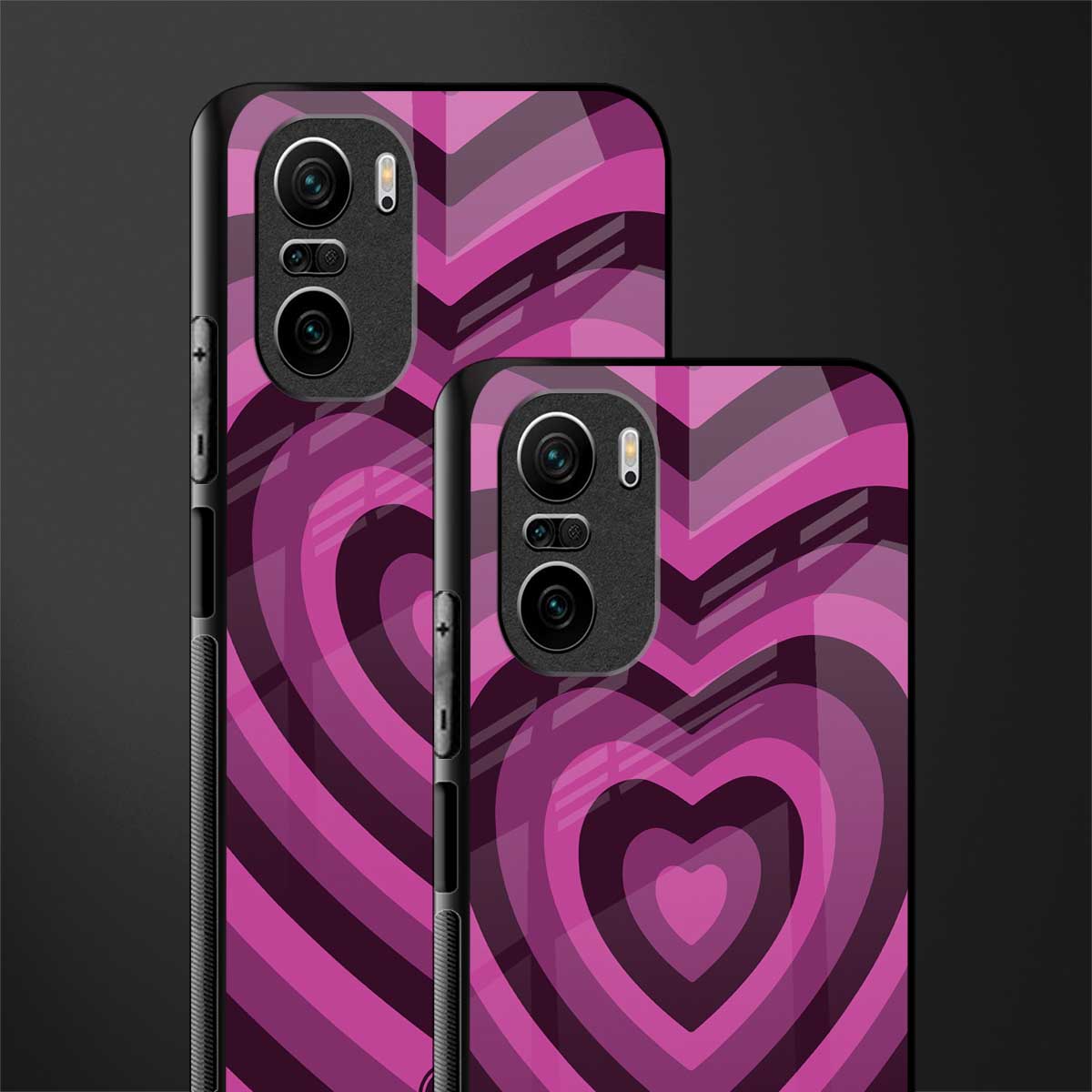 y2k burgundy hearts aesthetic glass case for mi 11x 5g image-2