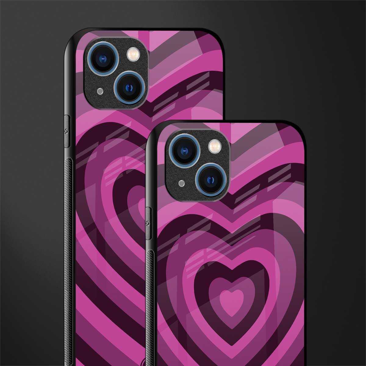 y2k burgundy hearts aesthetic glass case for iphone 13 image-2