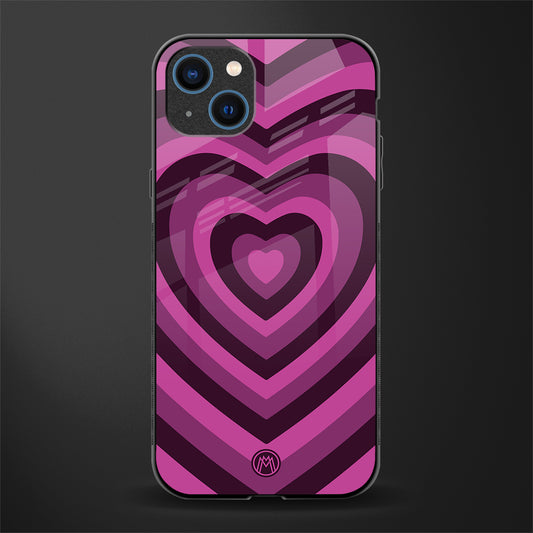 y2k burgundy hearts aesthetic glass case for iphone 14 plus image