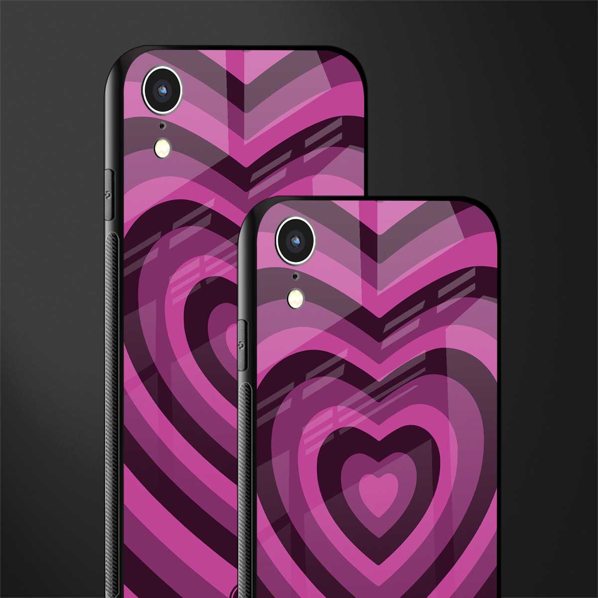 y2k burgundy hearts aesthetic glass case for iphone xr image-2
