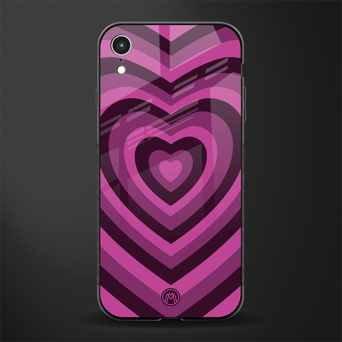 y2k burgundy hearts aesthetic glass case for iphone xr image