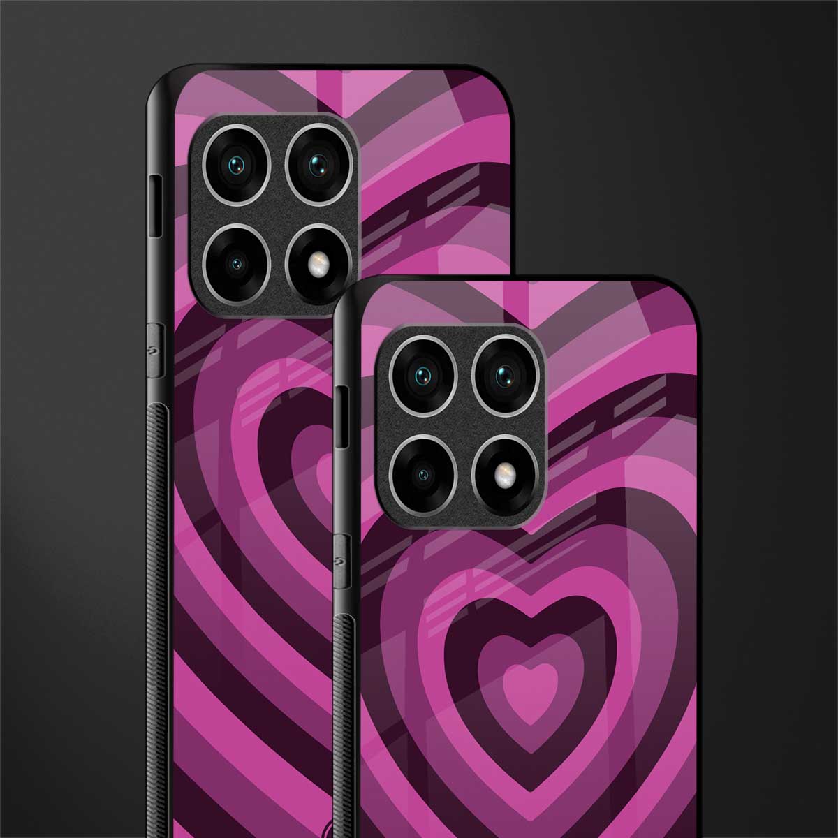y2k burgundy hearts aesthetic glass case for oneplus 10 pro 5g image-2