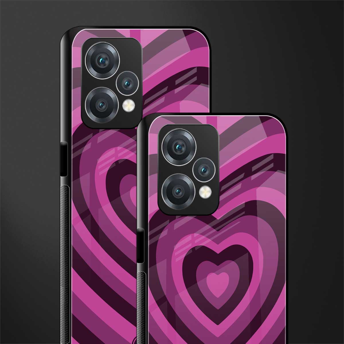 y2k burgundy hearts aesthetic back phone cover | glass case for oneplus nord ce 2 lite 5g