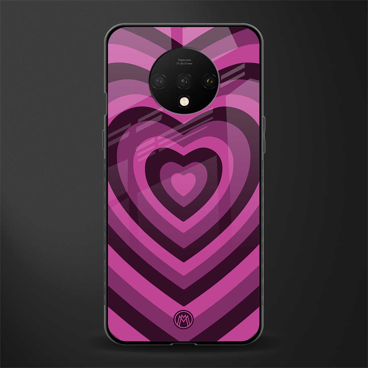y2k burgundy hearts aesthetic glass case for oneplus 7t image