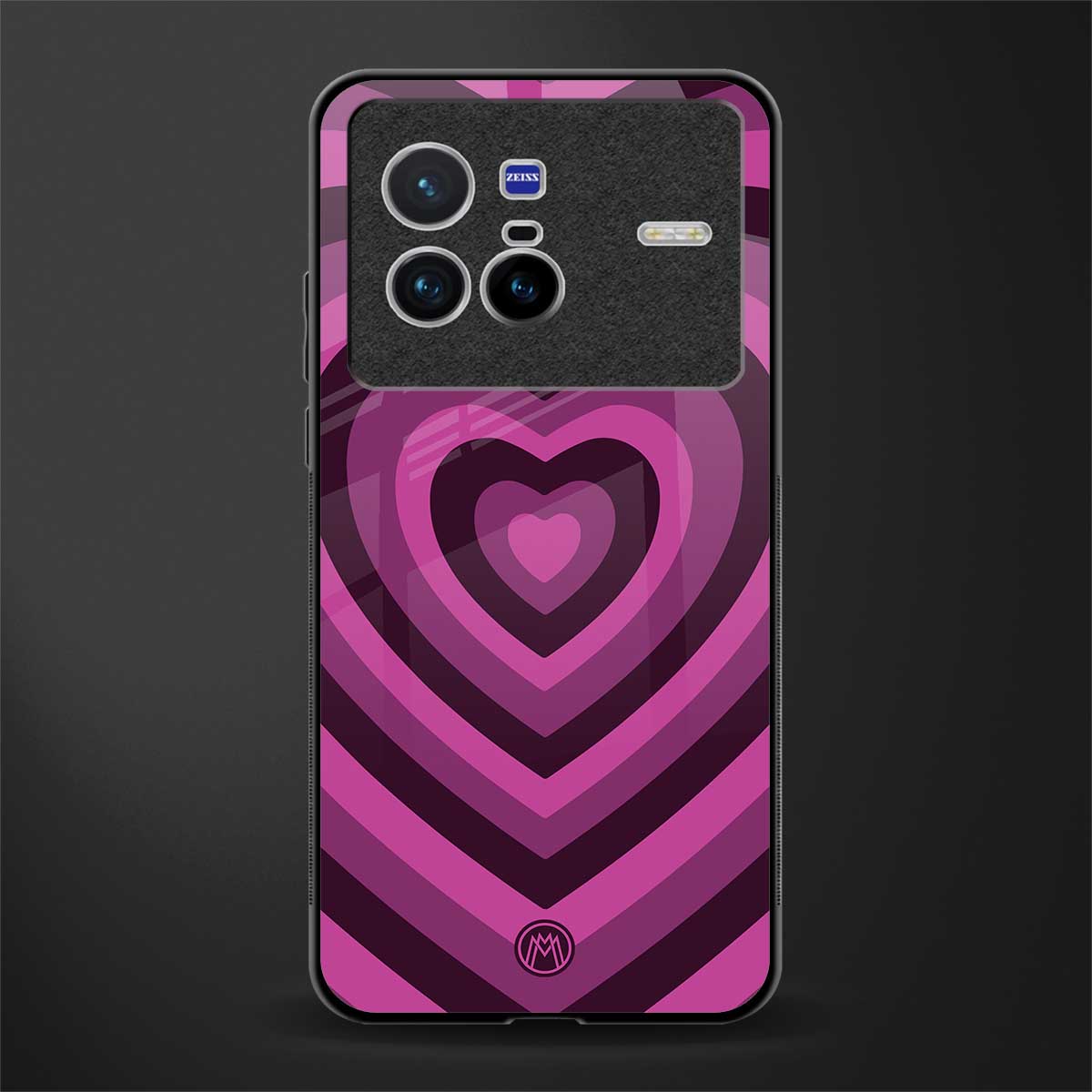 y2k burgundy hearts aesthetic glass case for vivo x80 image