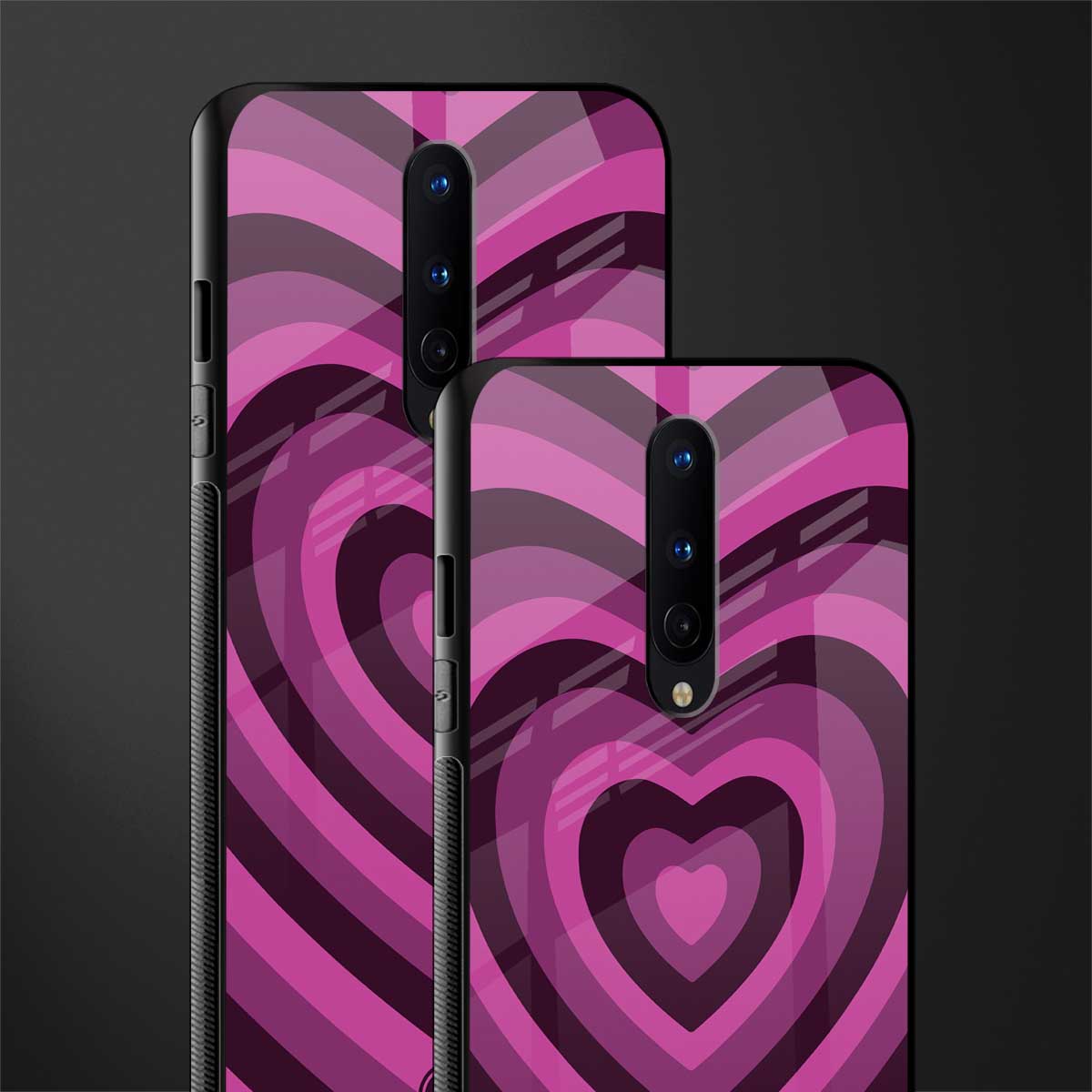 y2k burgundy hearts aesthetic glass case for oneplus 8 image-2
