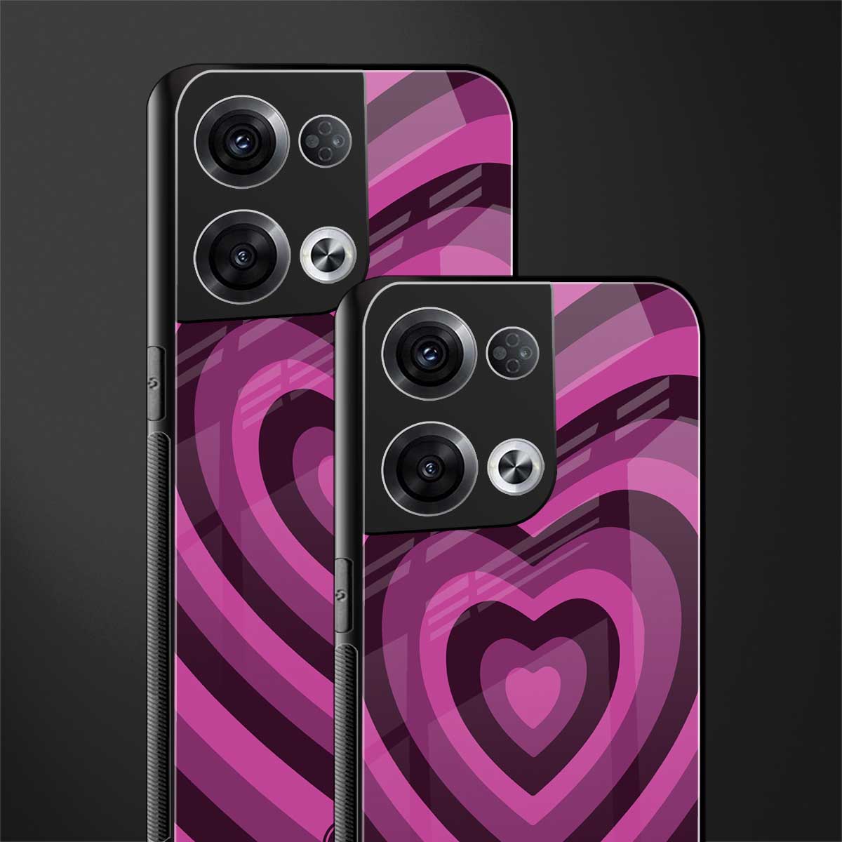 y2k burgundy hearts aesthetic back phone cover | glass case for oppo reno 8 pro