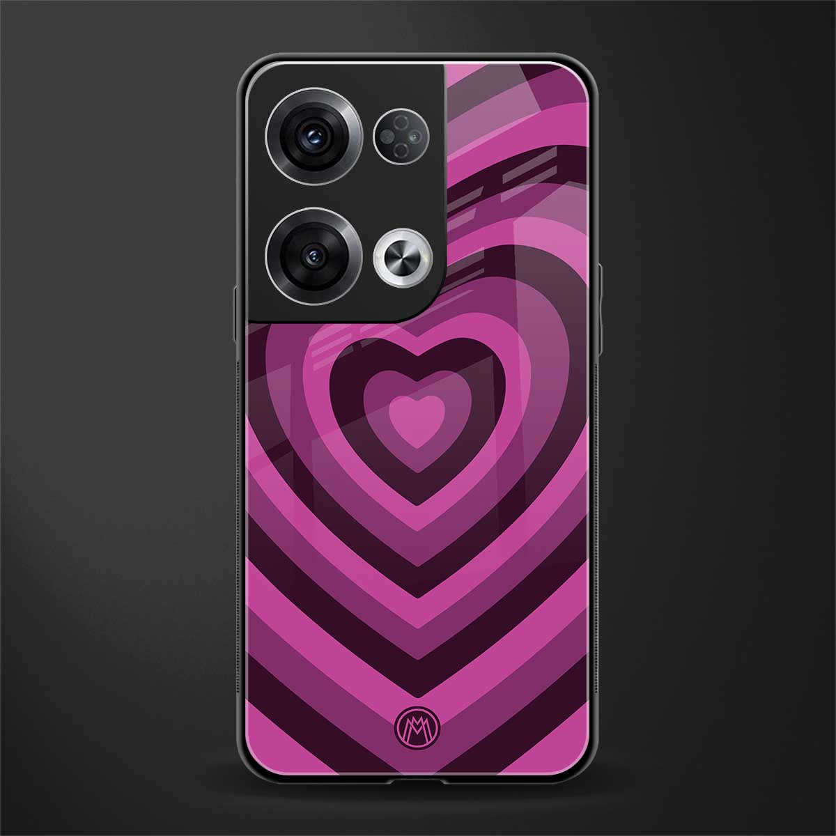 y2k burgundy hearts aesthetic back phone cover | glass case for oppo reno 8 pro