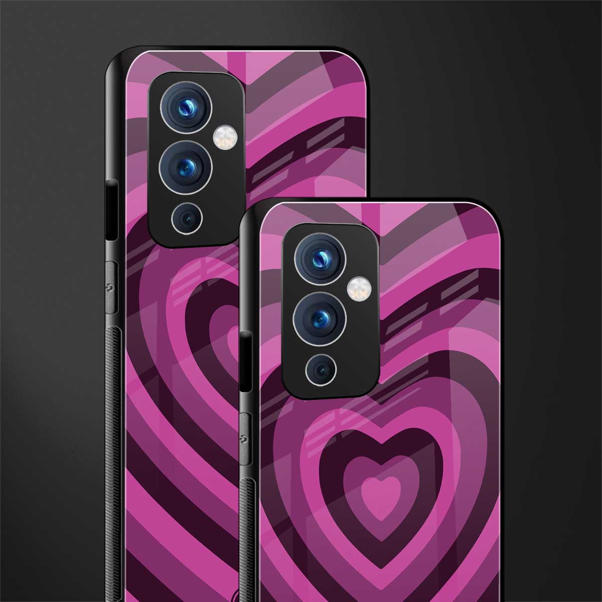 y2k burgundy hearts aesthetic back phone cover | glass case for oneplus 9