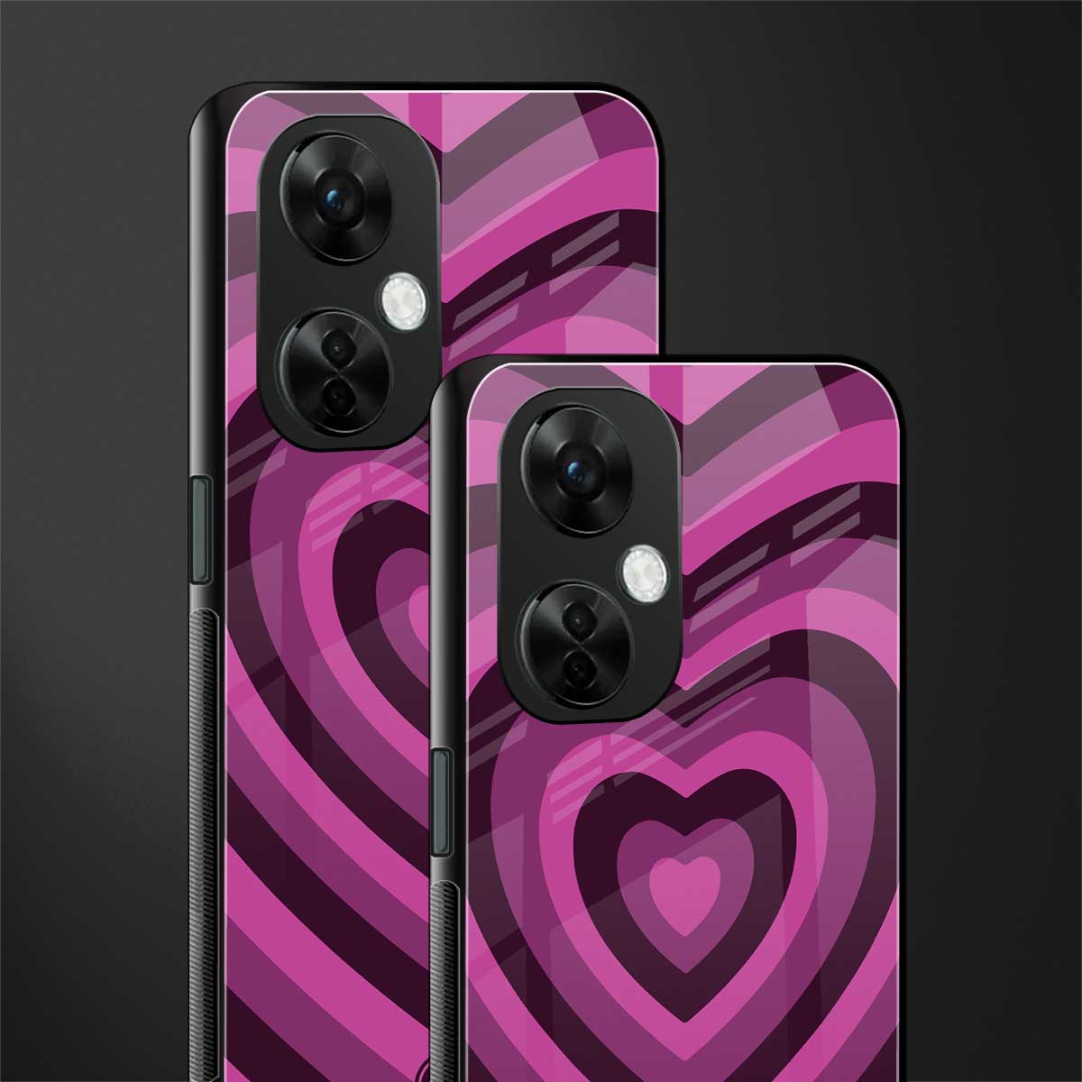 y2k burgundy hearts aesthetic back phone cover | glass case for oneplus nord ce 3 lite
