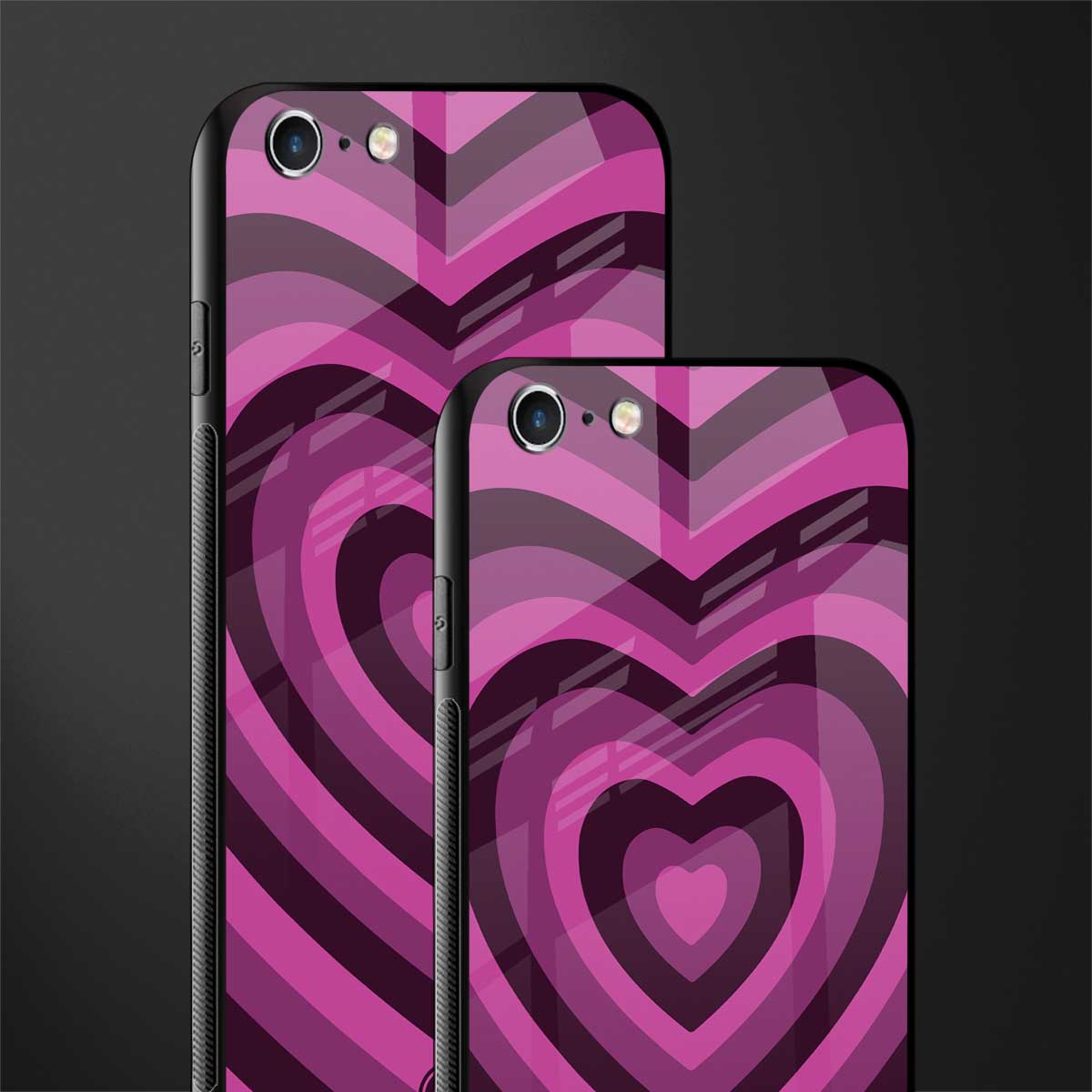 y2k burgundy hearts aesthetic glass case for iphone 6 image-2