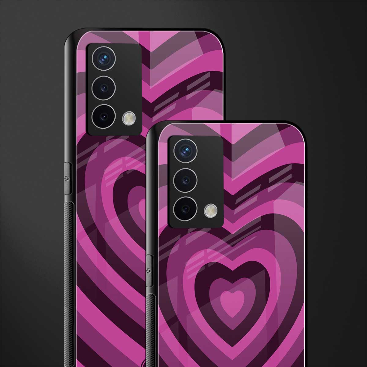 y2k burgundy hearts aesthetic back phone cover | glass case for oppo a74 4g
