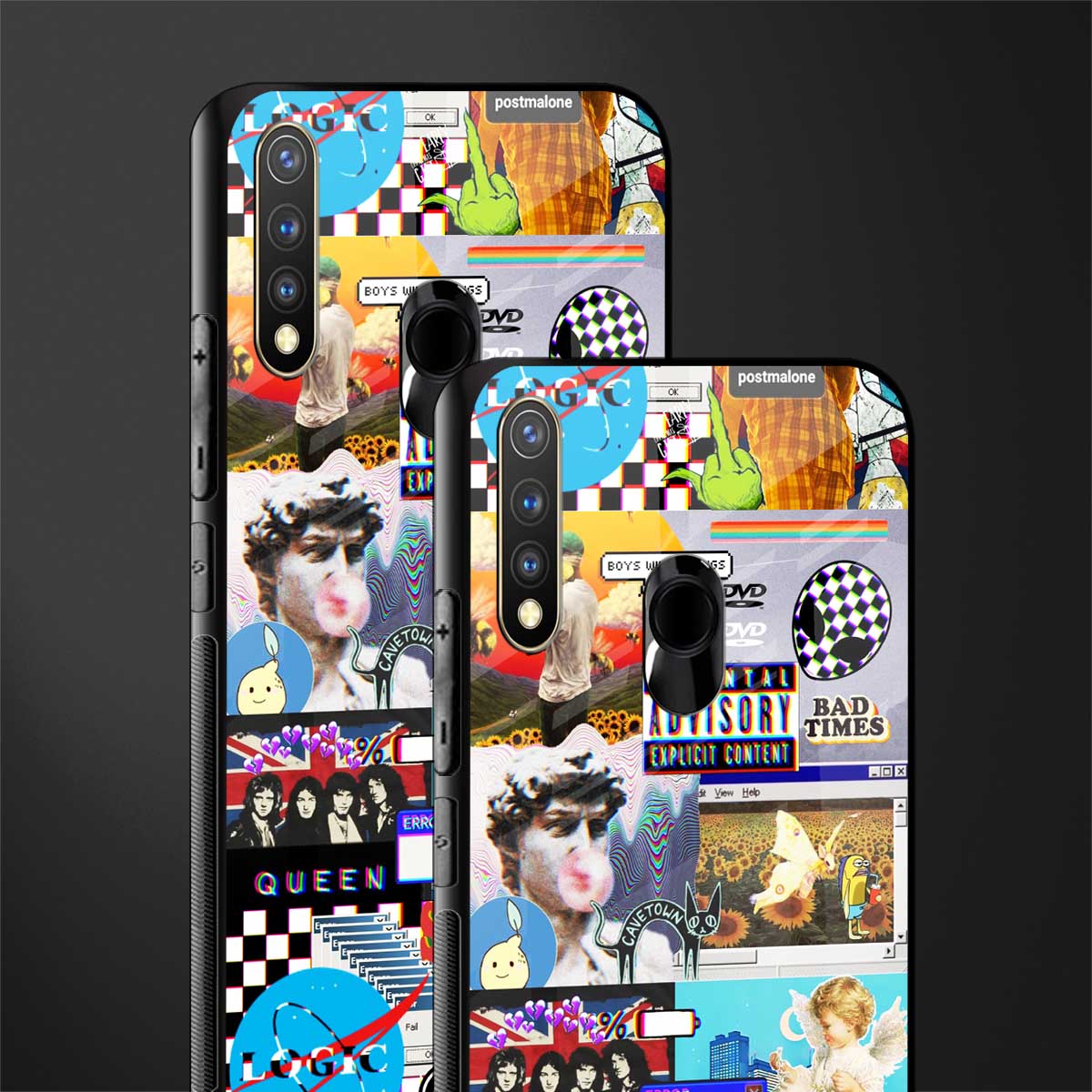 y2k collage aesthetic glass case for vivo u20 image-2