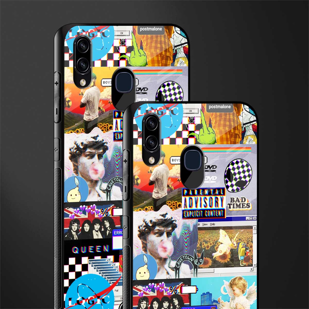 y2k collage aesthetic glass case for samsung galaxy a20 image-2
