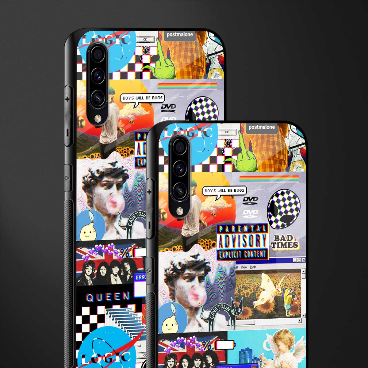 y2k collage aesthetic glass case for samsung galaxy a70 image-2