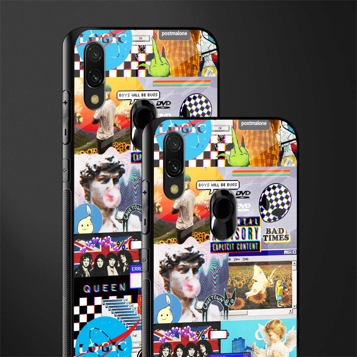 y2k collage aesthetic glass case for redmi y3 image-2