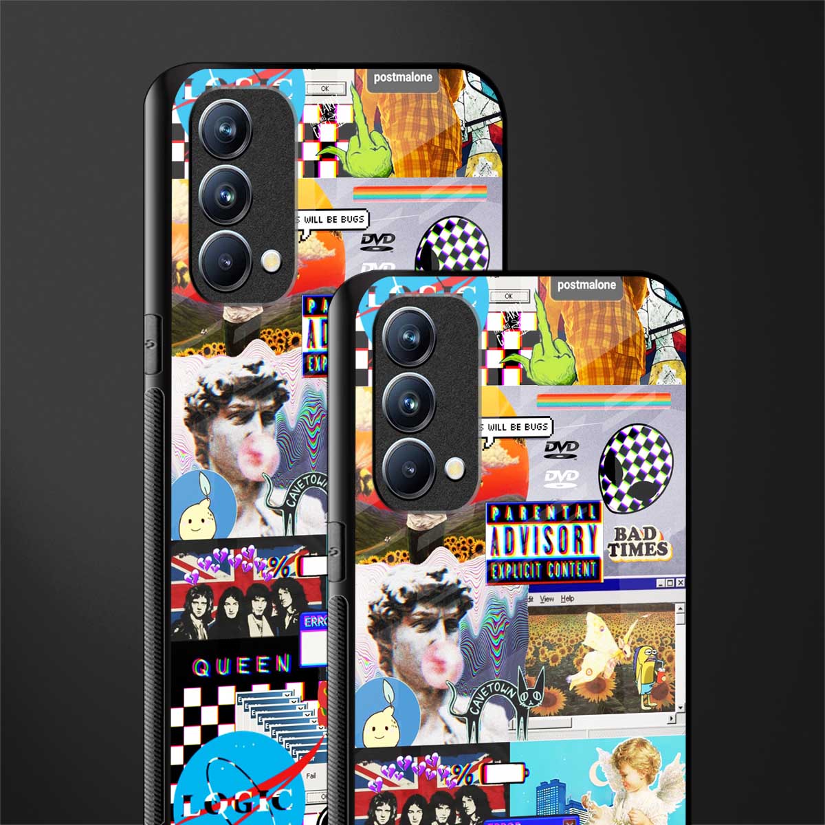 y2k collage aesthetic glass case for oppo f19s image-2