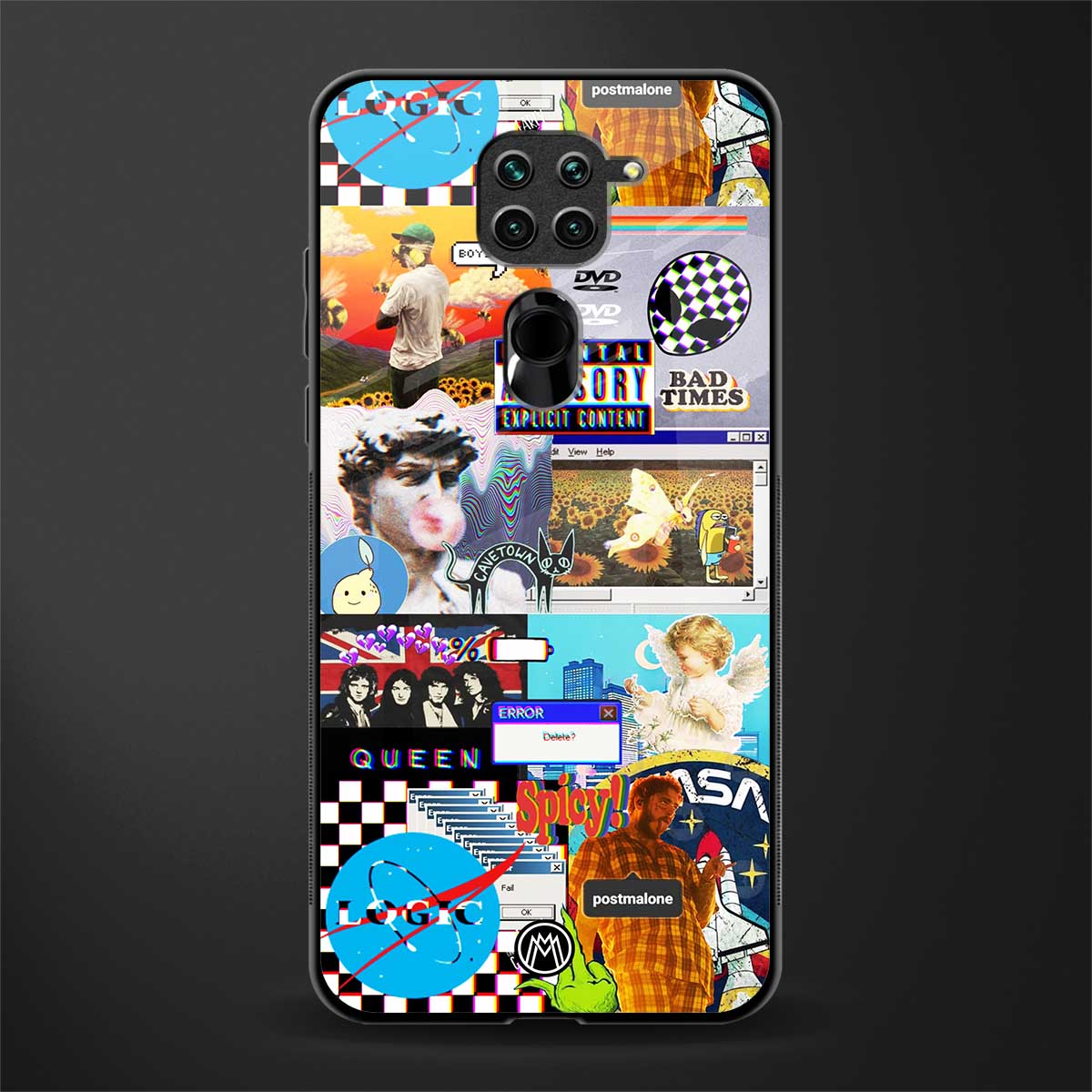 y2k collage aesthetic glass case for redmi note 9 image