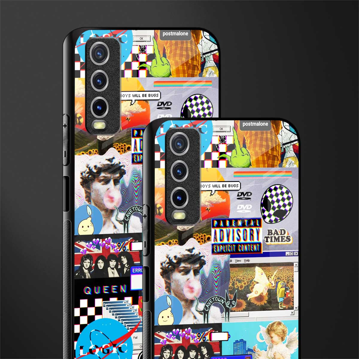 y2k collage aesthetic glass case for vivo y12s image-2