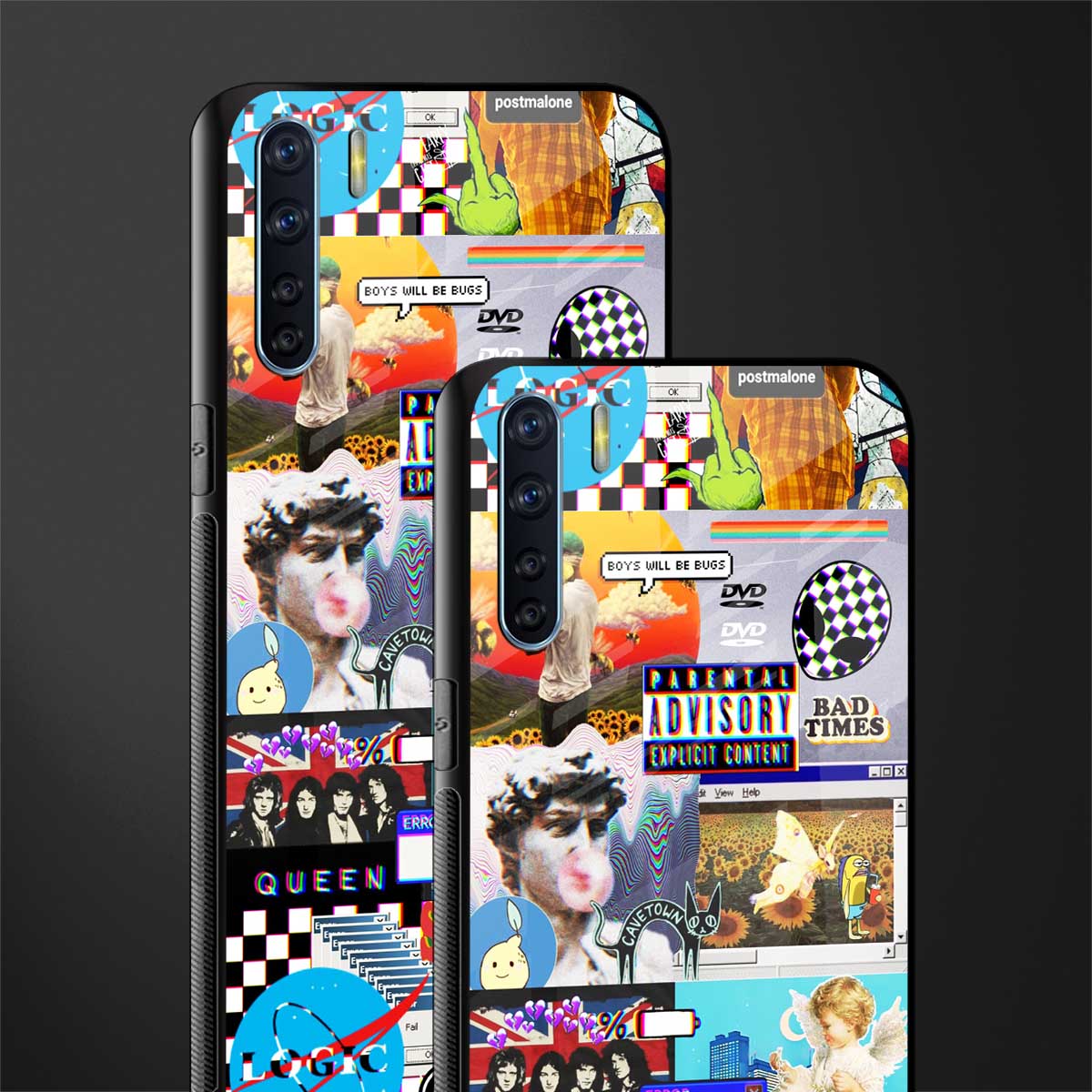 y2k collage aesthetic glass case for oppo f15 image-2