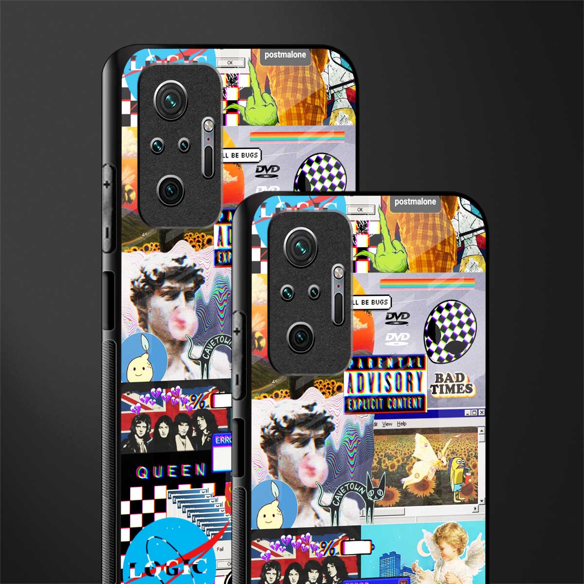 y2k collage aesthetic glass case for redmi note 10 pro image-2