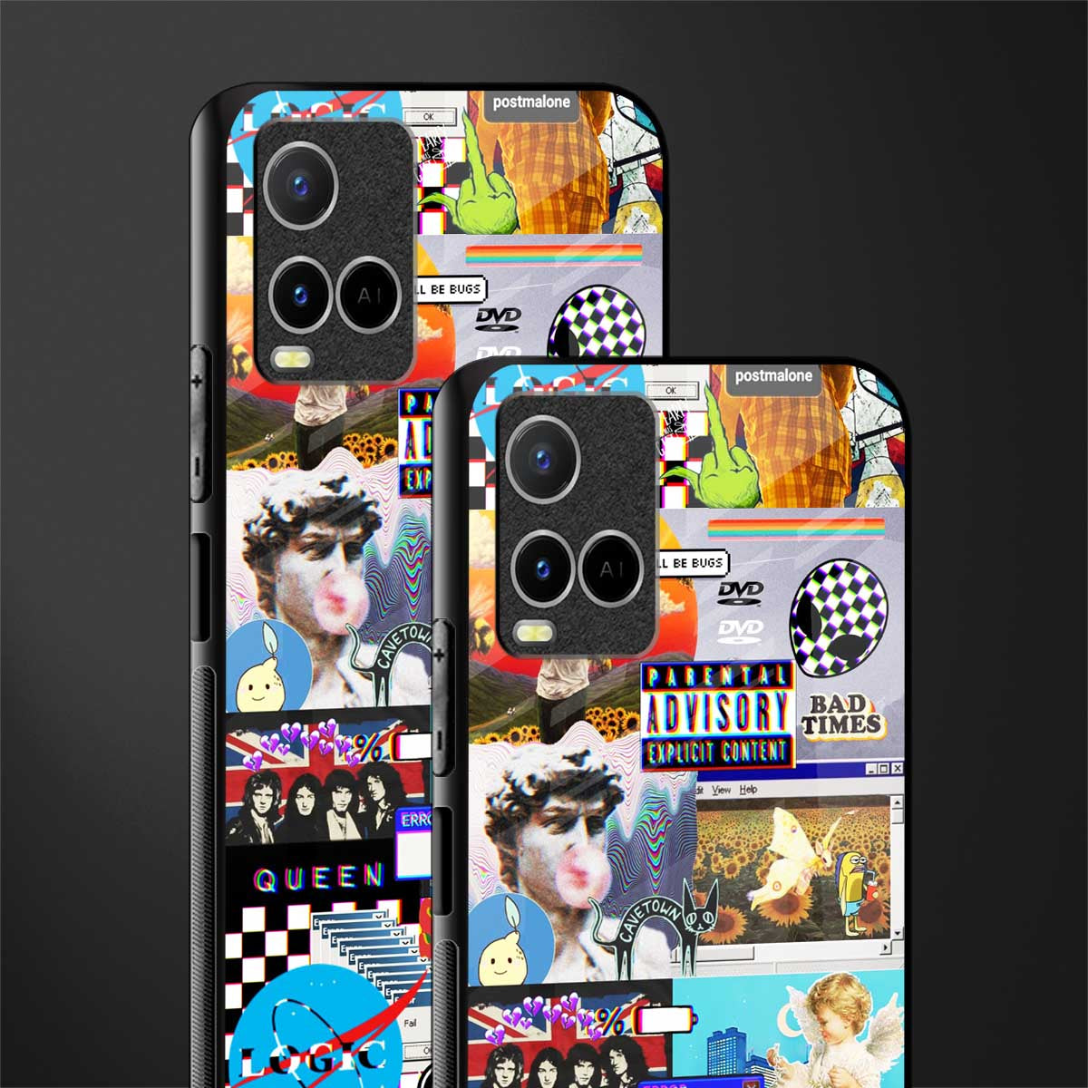y2k collage aesthetic glass case for vivo y33s vivo y33t image-2