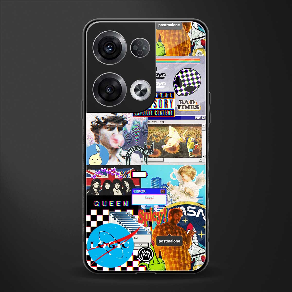 y2k collage aesthetic back phone cover | glass case for oppo reno 8 pro