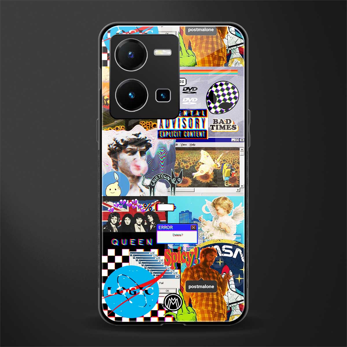 y2k collage aesthetic back phone cover | glass case for vivo y35 4g