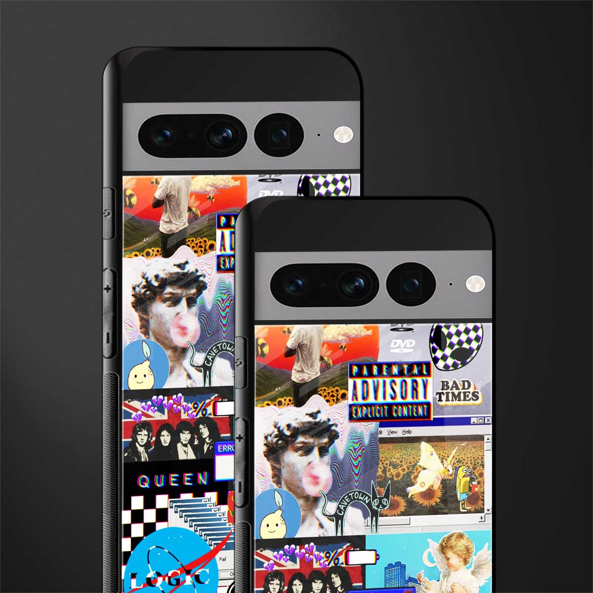 y2k collage aesthetic back phone cover | glass case for google pixel 7 pro