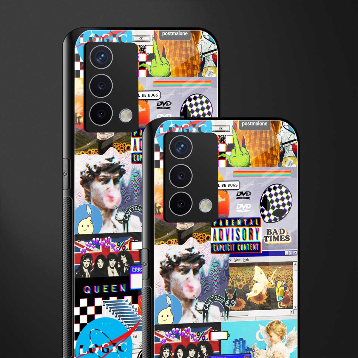 y2k collage aesthetic back phone cover | glass case for oppo a74 4g