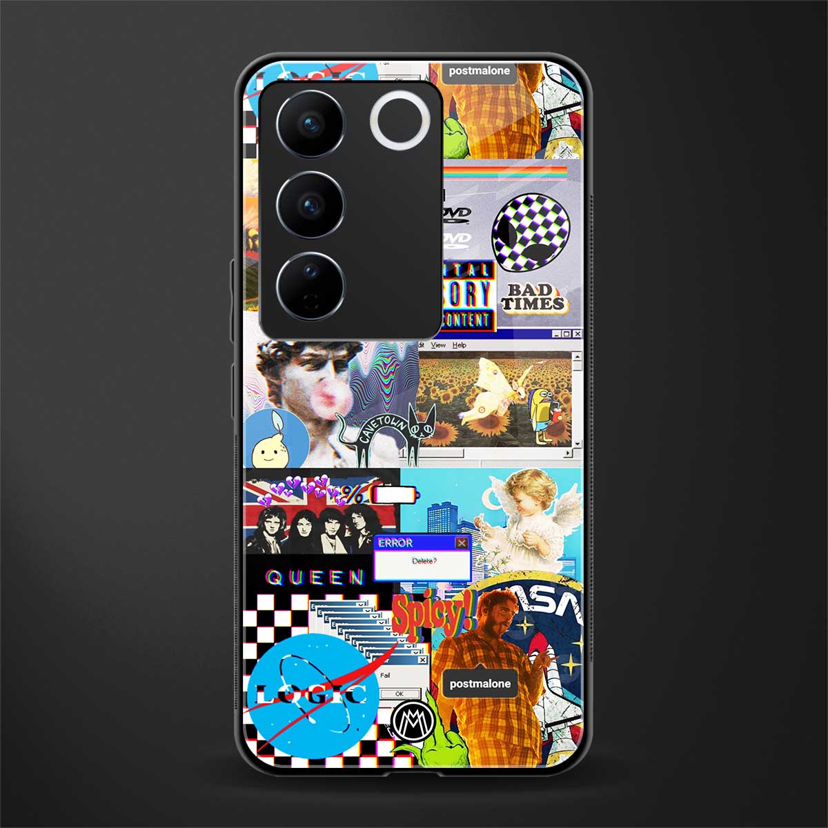 y2k collage aesthetic back phone cover | glass case for vivo v27 pro 5g