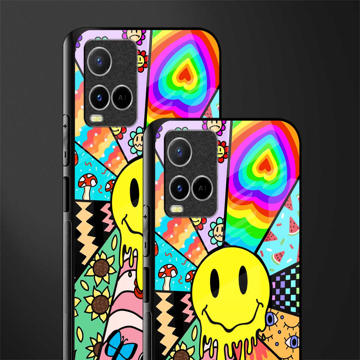 y2k doodle glass case for vivo y33s vivo y33t image-2