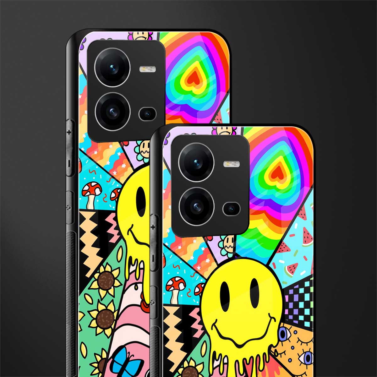 y2k doodle back phone cover | glass case for vivo v25-5g