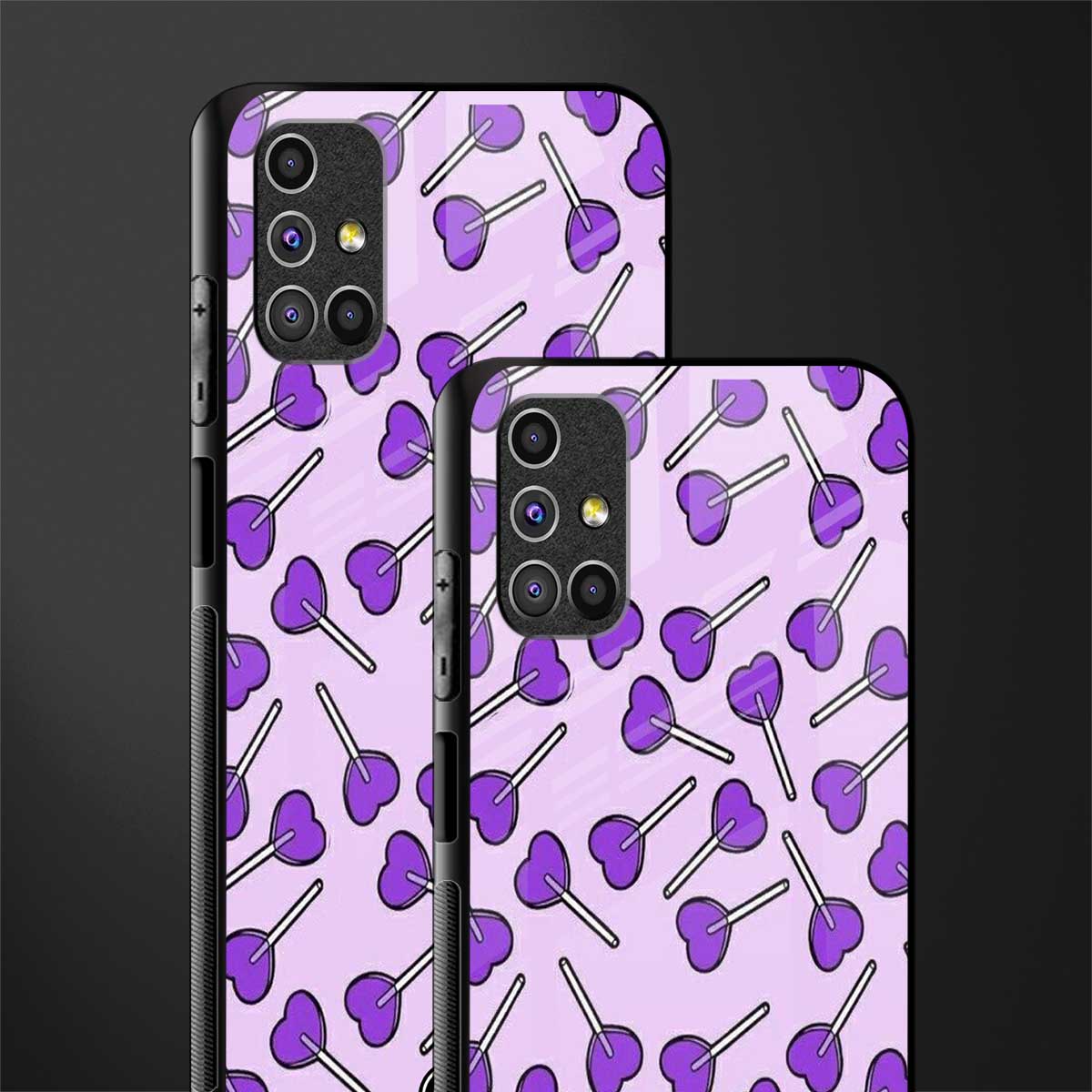 y2k hearts lollipop purple edition glass case for samsung galaxy m31s image-2