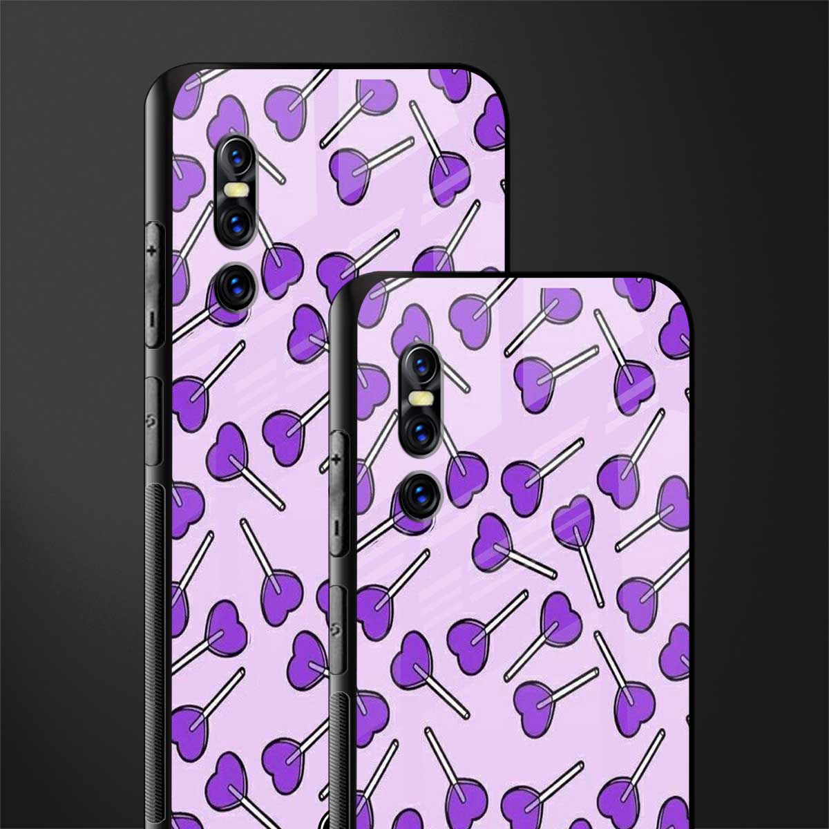 y2k hearts lollipop purple edition glass case for vivo v15 pro image-2