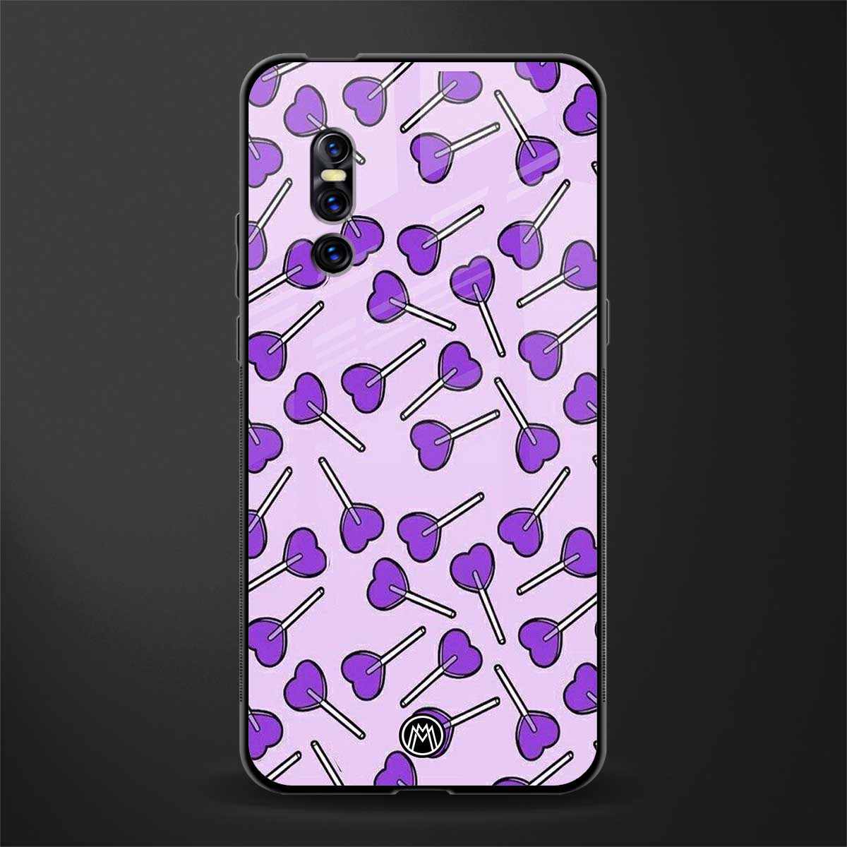 y2k hearts lollipop purple edition glass case for vivo v15 pro image