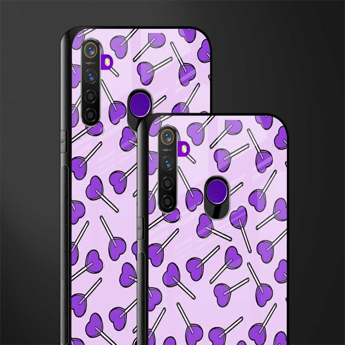 y2k hearts lollipop purple edition glass case for realme 5s image-2
