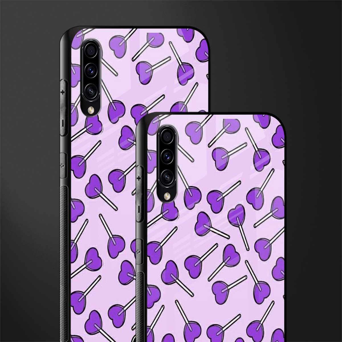 y2k hearts lollipop purple edition glass case for samsung galaxy a70 image-2