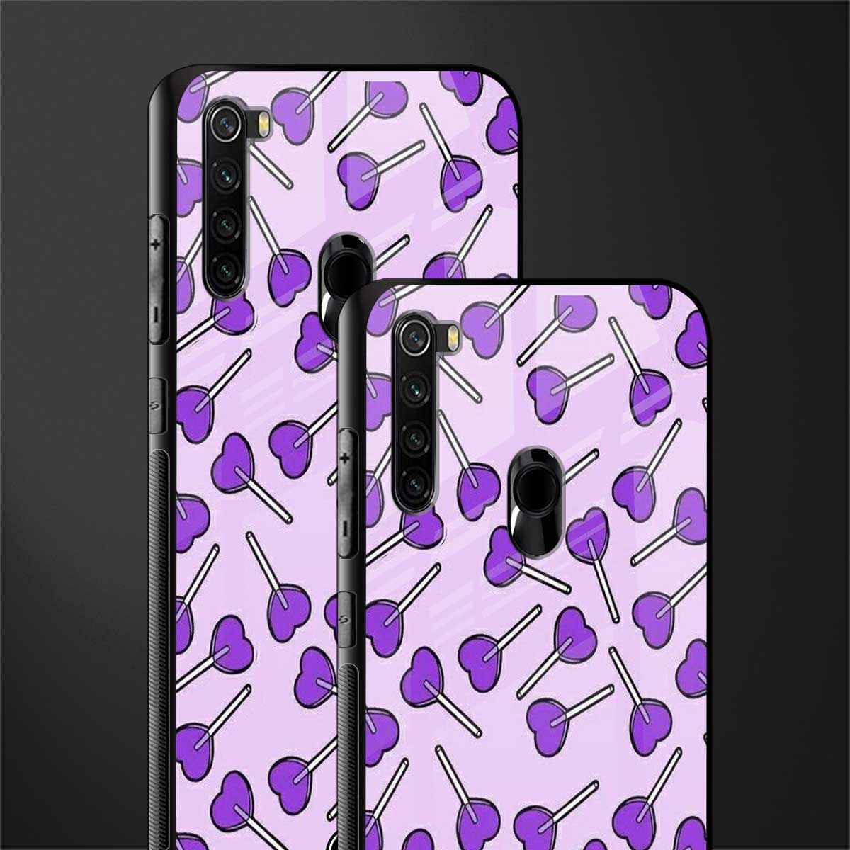 y2k hearts lollipop purple edition glass case for redmi note 8 image-2