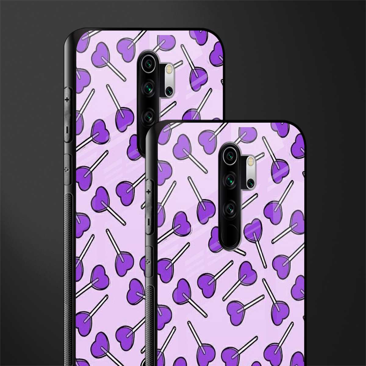 y2k hearts lollipop purple edition glass case for redmi note 8 pro image-2