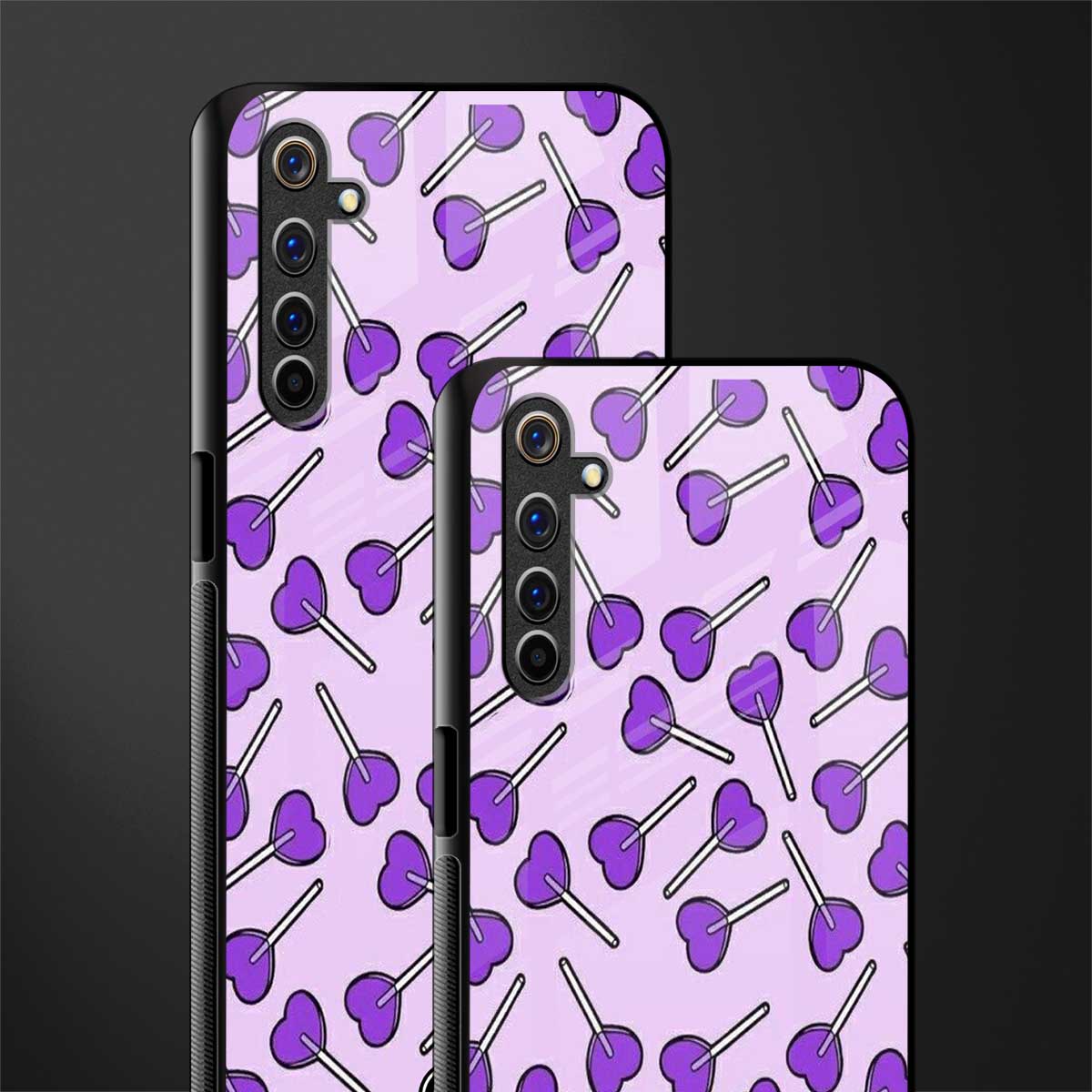 y2k hearts lollipop purple edition glass case for realme 6 image-2