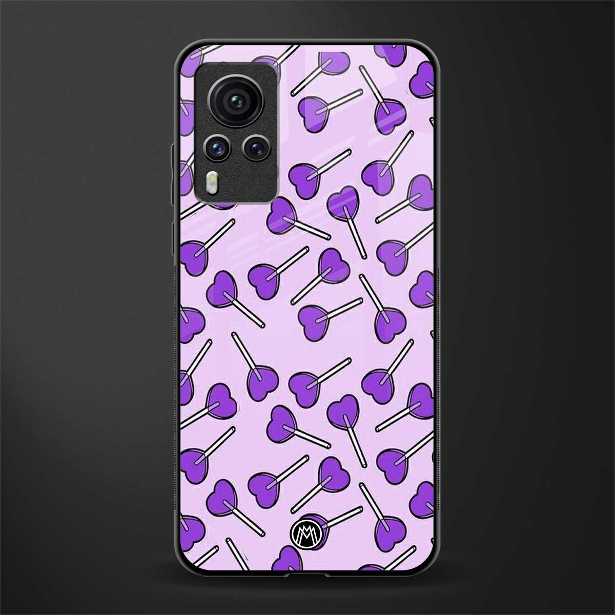 y2k hearts lollipop purple edition glass case for vivo x60 pro image