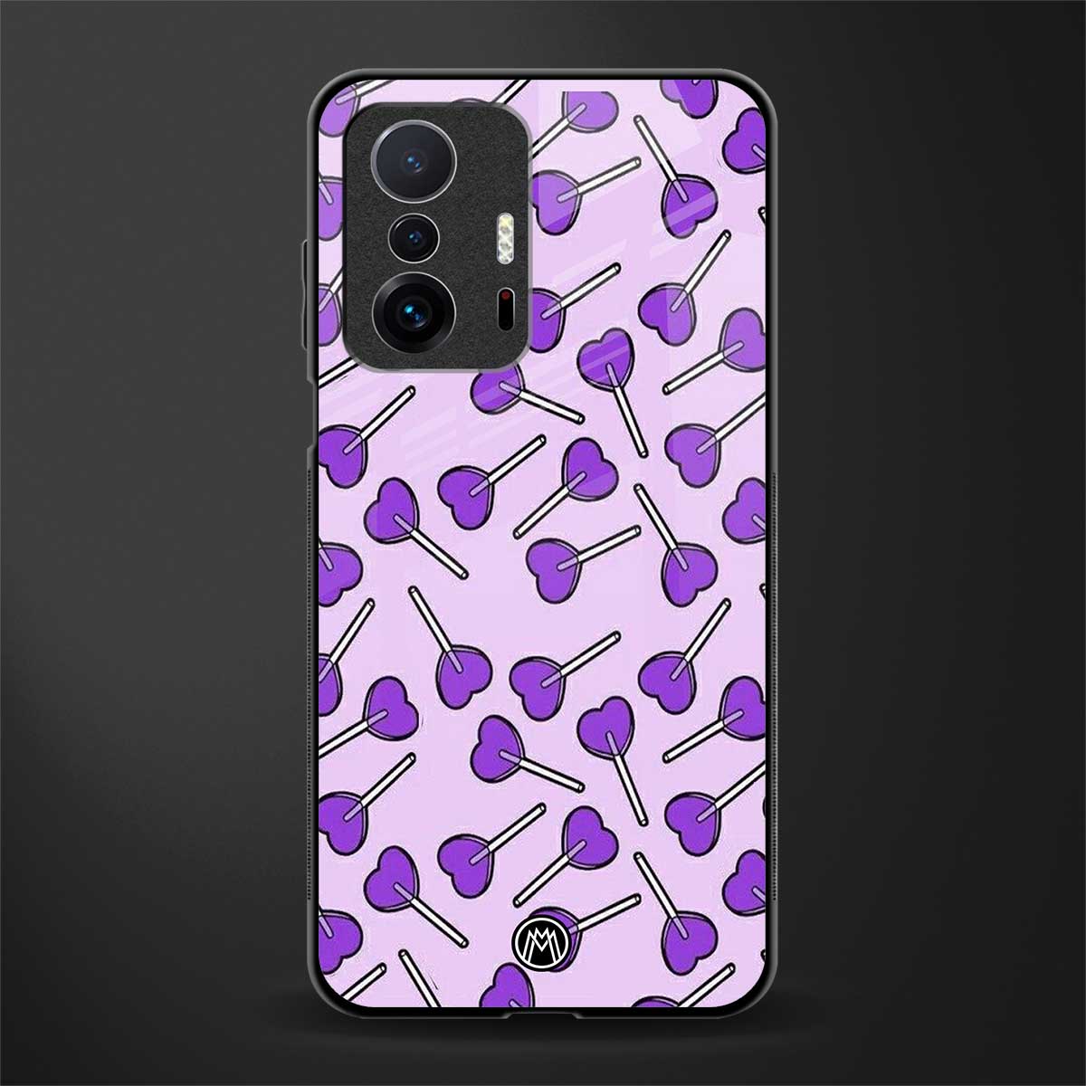 y2k hearts lollipop purple edition glass case for mi 11t pro 5g image