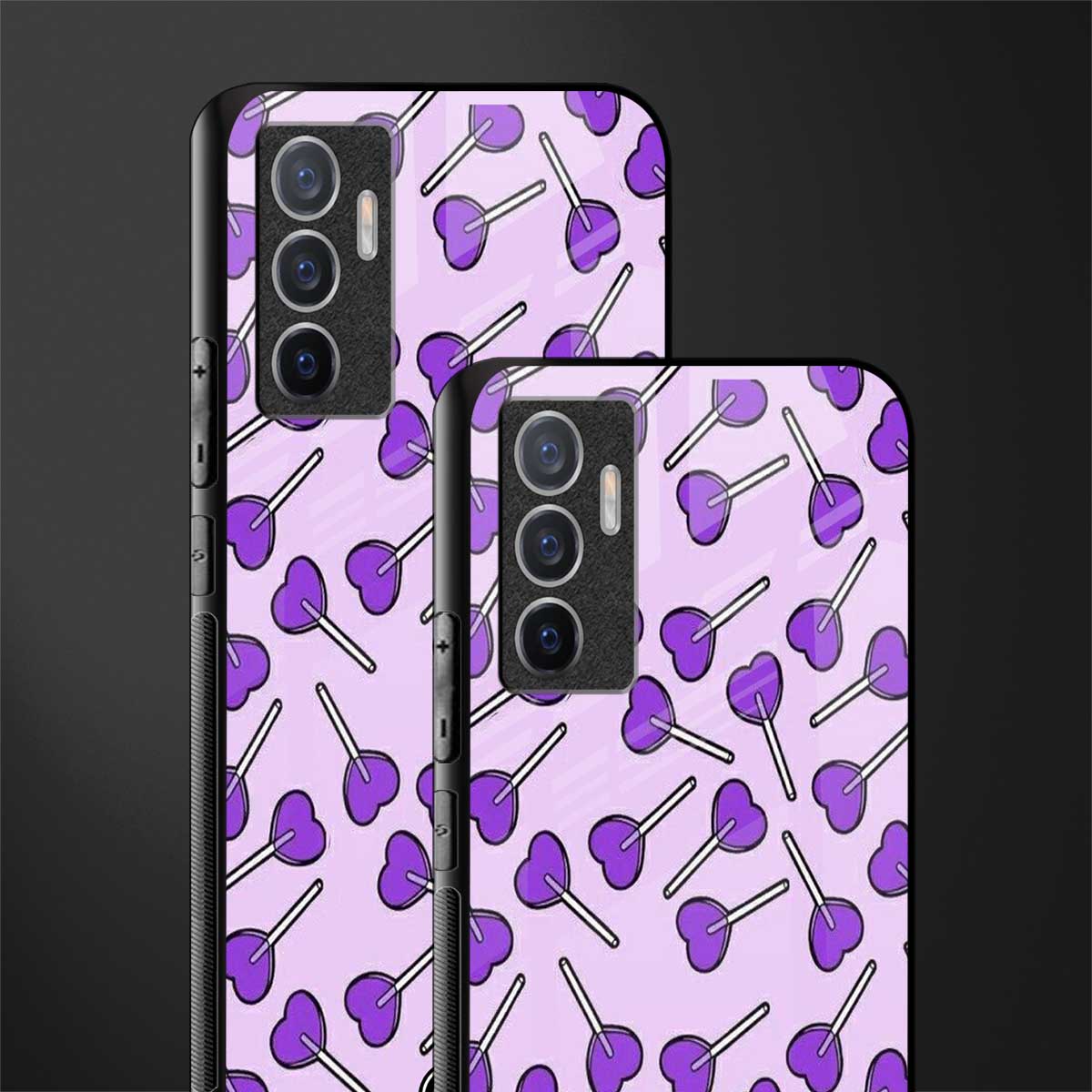 y2k hearts lollipop purple edition glass case for vivo v23e image-2