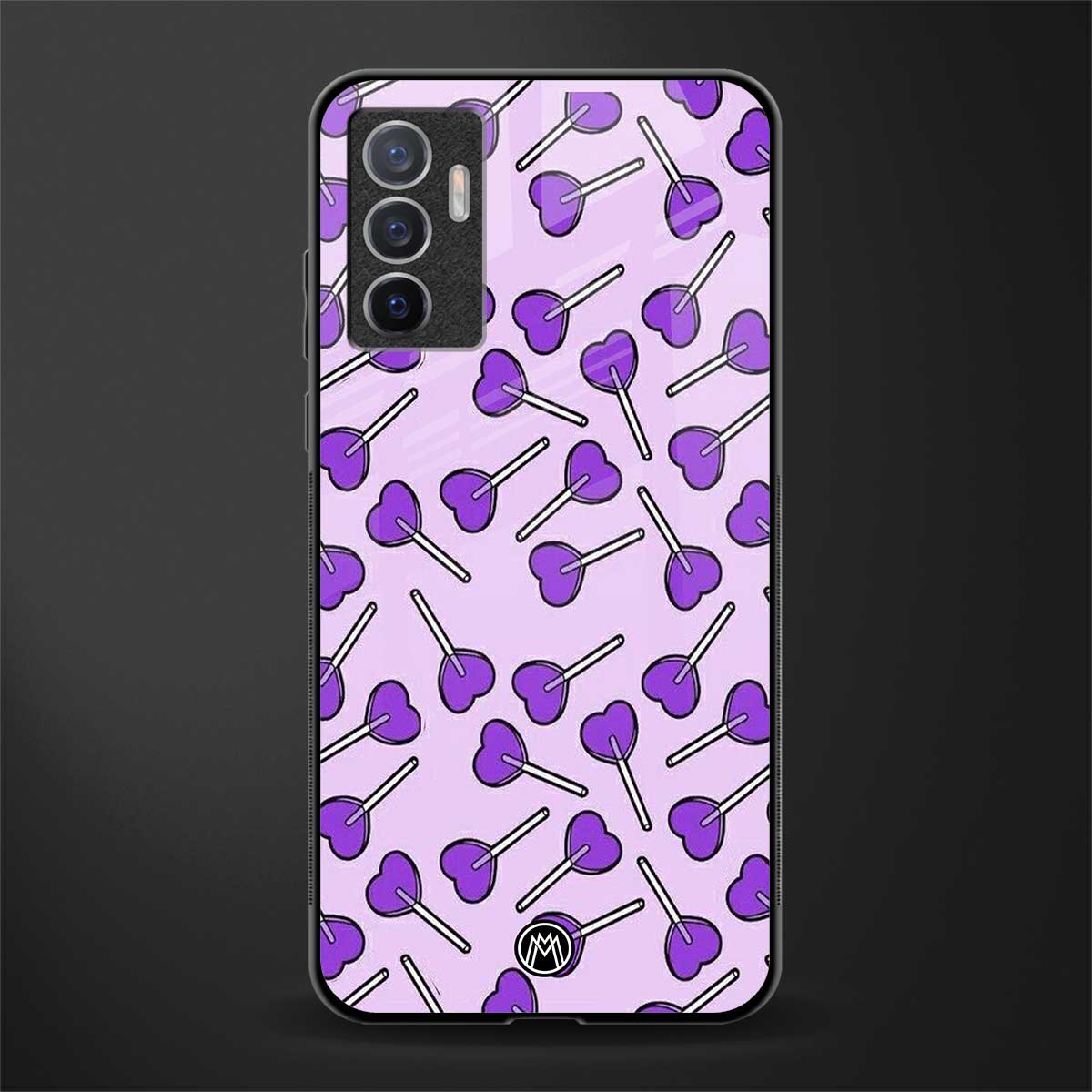 y2k hearts lollipop purple edition glass case for vivo v23e image